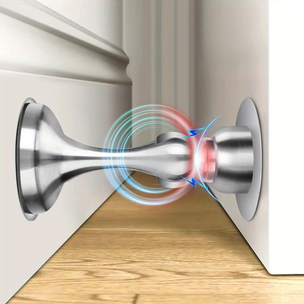 TEMU Magnetic Door Stoppers: Polished Stainless Steel, Wall & Floor Mount, , With Adhesive, - Office Furniture Accessories
