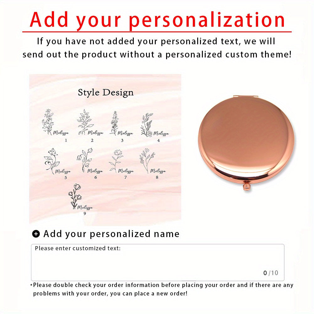 TEMU [customized] (no Gift Box) 1pc Customized Box Free Compact Mirror- Gift-birthday Gift-bridesmaid Proposal-makeup -women's Personalized