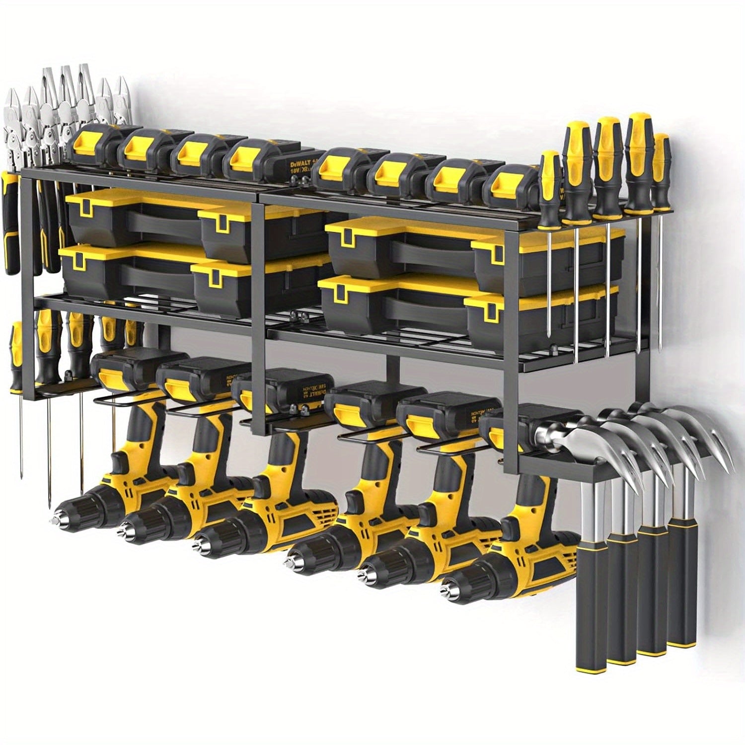 TEMU 4- 6- 8 Drill Holders Power Tool Organizer - Heavy Duty Power Drill Tool Holder | Wall Mounted Tool Storage Rack With 3 Layers | Floating Tool