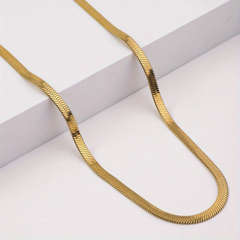 TEMU 1pc Men's Herringbone Chain Necklace - Copper Clavicle Chain Jewelry, Durable For Casual Attire & Formal Events, Versatile Stylish Accessory