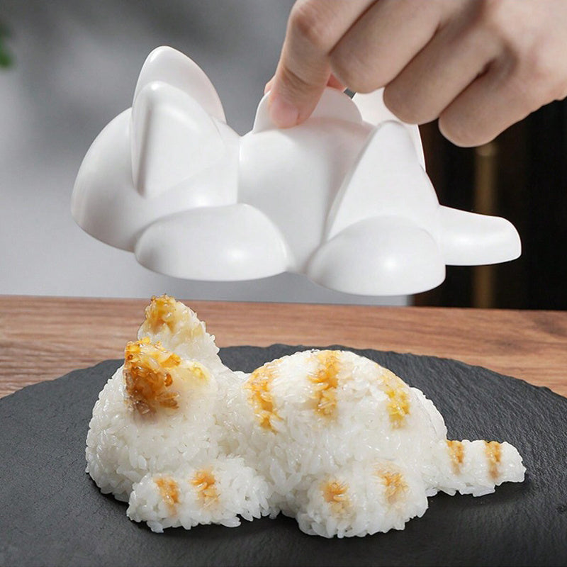 TEMU 1pc Cute Cat Shaped Sushi Mold - Japanese Rice Ball Maker With Design, Durable Plastic Kitchen Tool For Homemade Sushi, Bento Lunch Boxes,