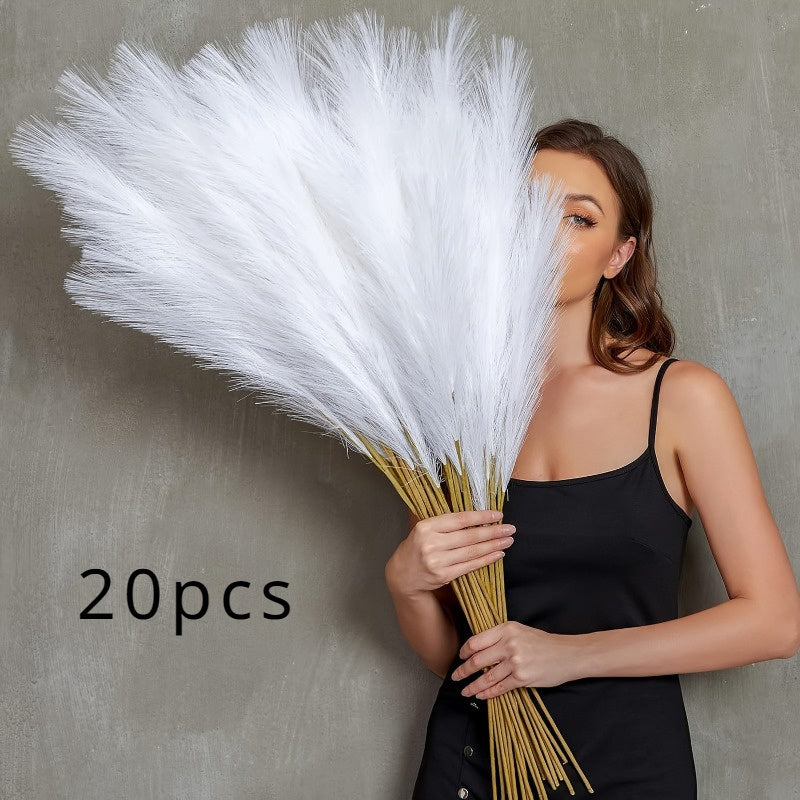 TEMU 20pcs Pampas Grass, Large Tall Artificial Grass Pompass Branches, Fake Fluffy Stems Plants Floor Vase Filler For Home Boho Decor Flower
