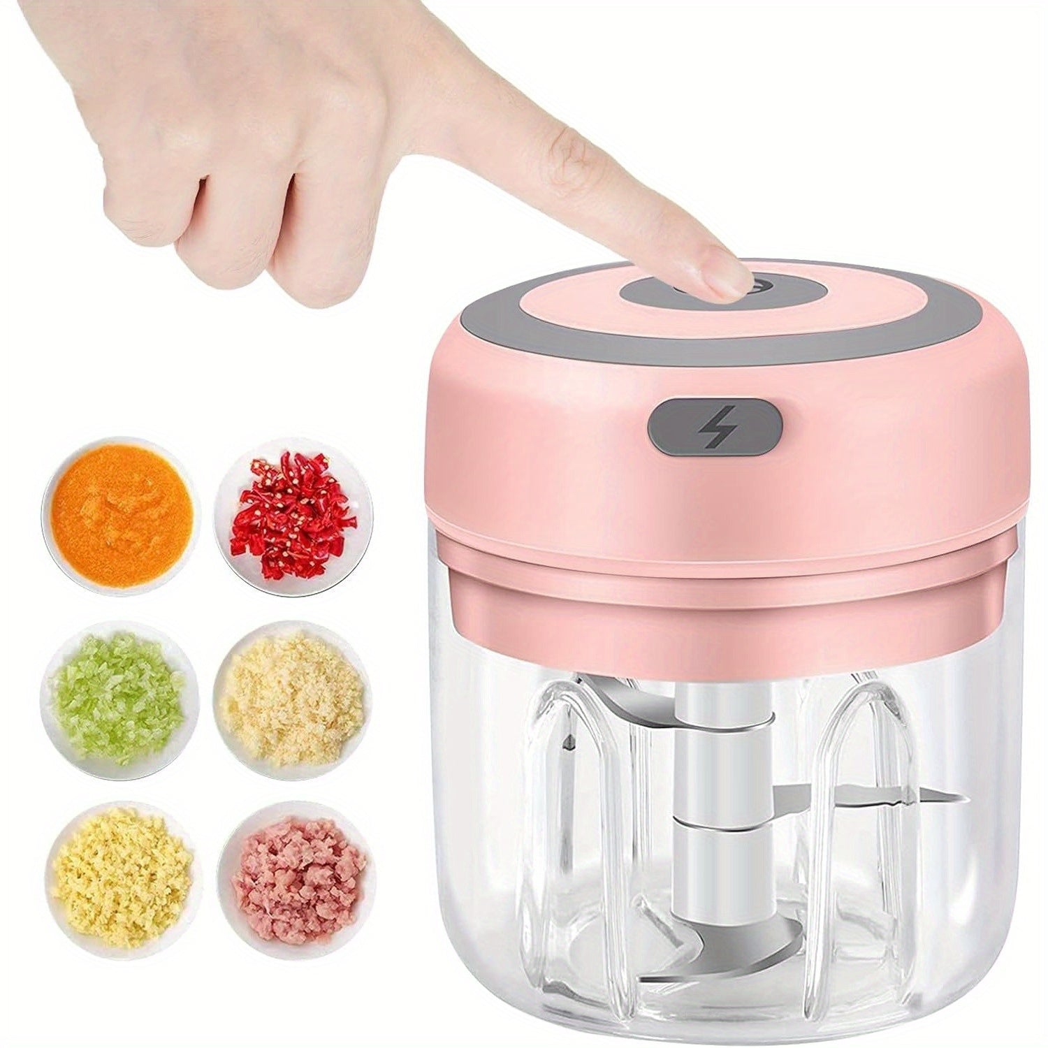 TEMU Electric Garlic Chopper, Portable Usb Rechargeable Garlic And Vegetable Chopper, 250ml Capacity, Vegetable Blender, Food Processor For Ginger,