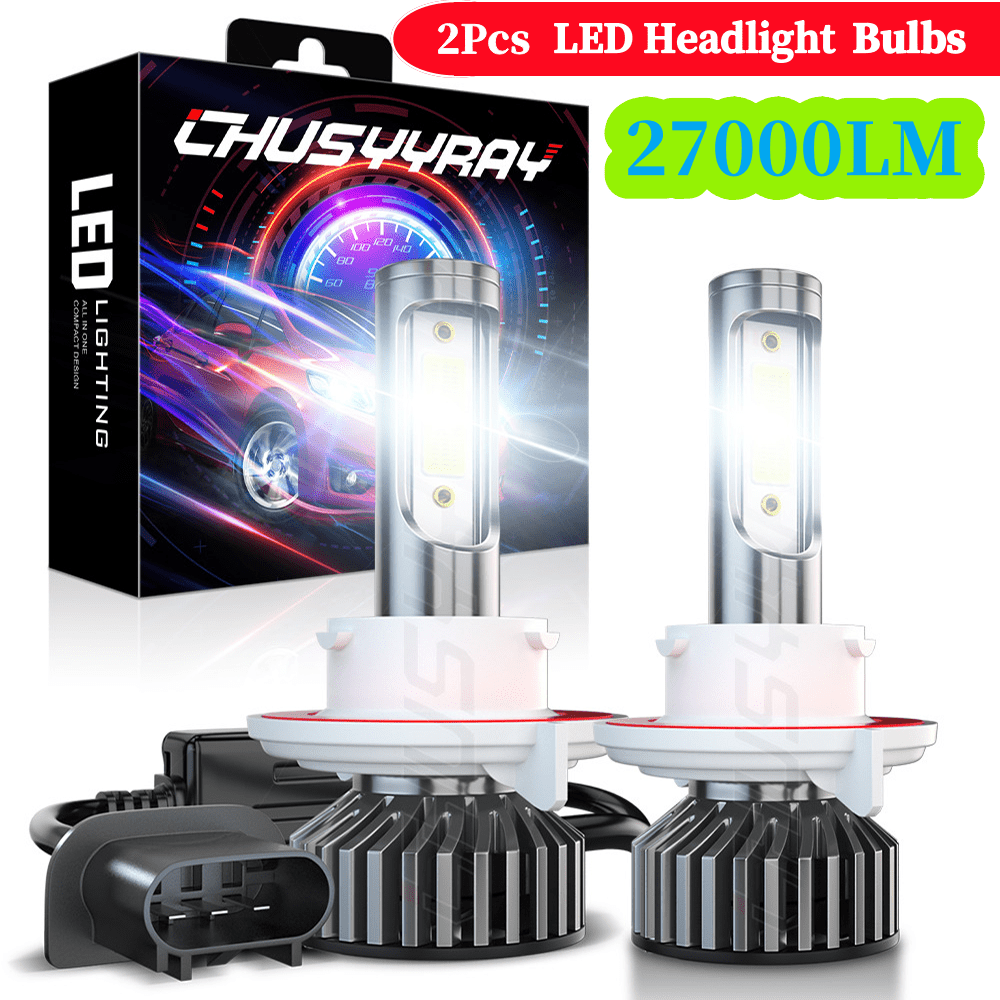 TEMU 2pcs 9008- H13 Led Headlight High- Low Beam Bulbs Kit 12v 80w 6000k Cool White 27000lm Tow-sided Cob Chip Plug And Play, Without Battery