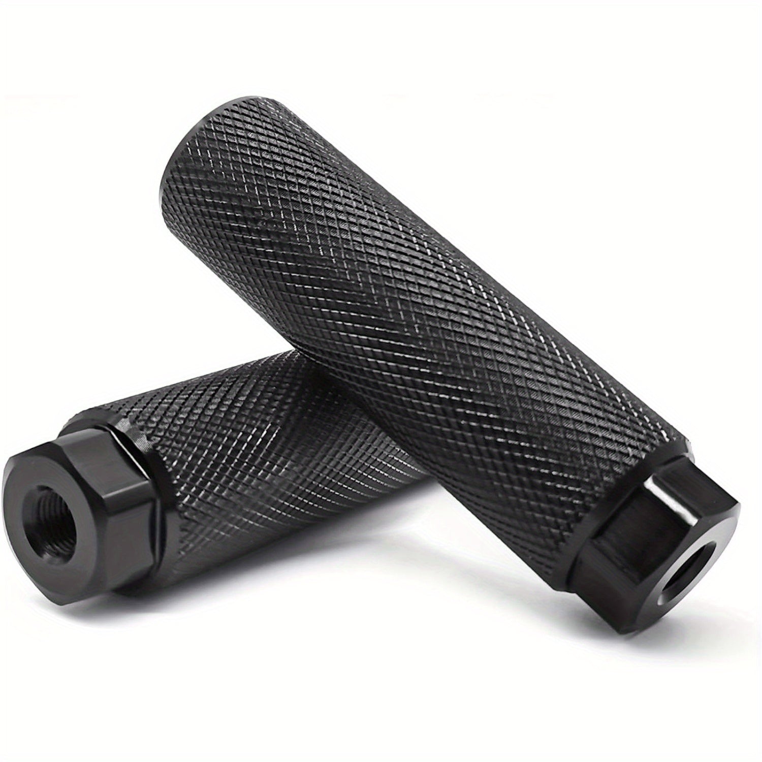 TEMU 2pcs Aluminum Alloy Bike Pegs - Heavy Duty Stunt Pegs With Anti-slip Diamond Pattern, Fits 3-8" Axles For Bmx & Mountain Bikes - Black, Cycling