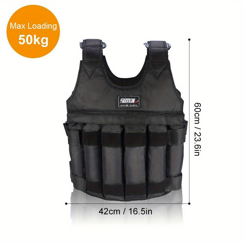 TEMU Adjustable Weighted Vest For - 50kg-110lb Weight Capacity Gym Workout Jacket With Weight Plates Pocket, Absorption Training Vest (no Weights