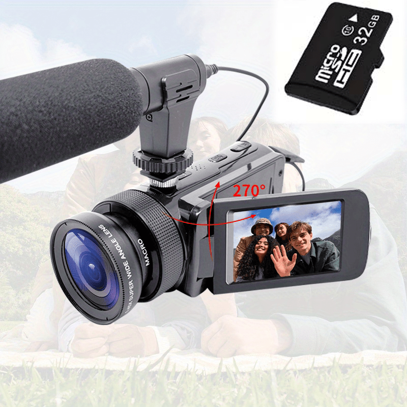 TEMU Portable Camera With 32g Memory Card, 16 Million Pixel High Definition Microphone, 16x Digital , Rechargeable Camera, 270 Degree Flip Screen To
