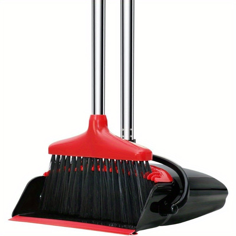 TEMU 8pcs Red Rubber Handle Broom Set With Dense Bristles, Effectively Removes Cat And Dog Hair From Floors, Carpets, Tiles, Windows, And Gardens,
