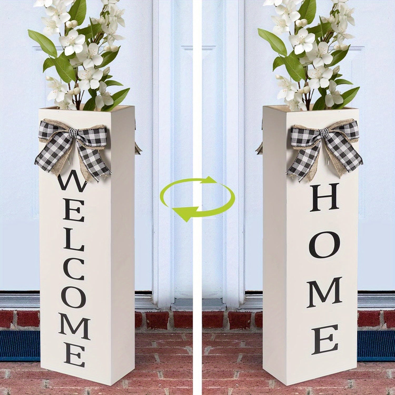 TEMU 1pcoutdoor Planters For Porch Decor 23.6 Inches Tall, Reversible Wooden Welcome Home Porch Sign, Entryway Front Door Rustic Decoration