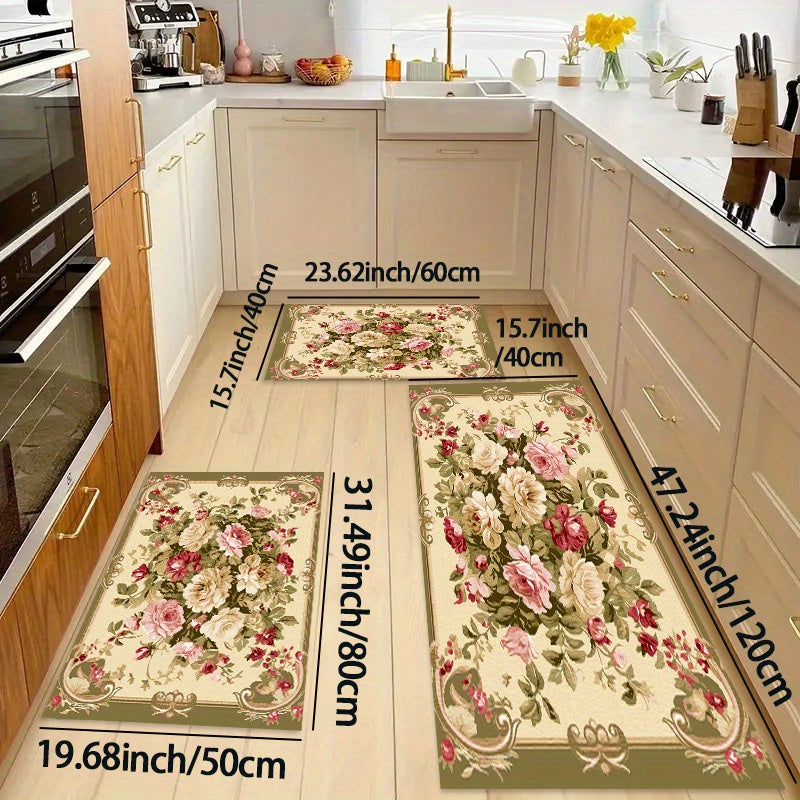 TEMU 1-3pcs, Long Strip Kitchen Mat, Upgraded Thickened Non-slip Floor Mat Washed, Retro Bohemian Pattern Soft Non-slip Floor Mat, Living Room