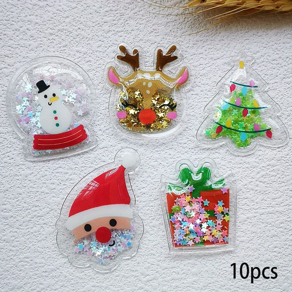 TEMU -20pcs Shiny Quicksand Sequined Pendant Christmas Hairpin Accessories-multicolor Mixed, Pvc Decals Are Suitable For Diy Handicrafts And