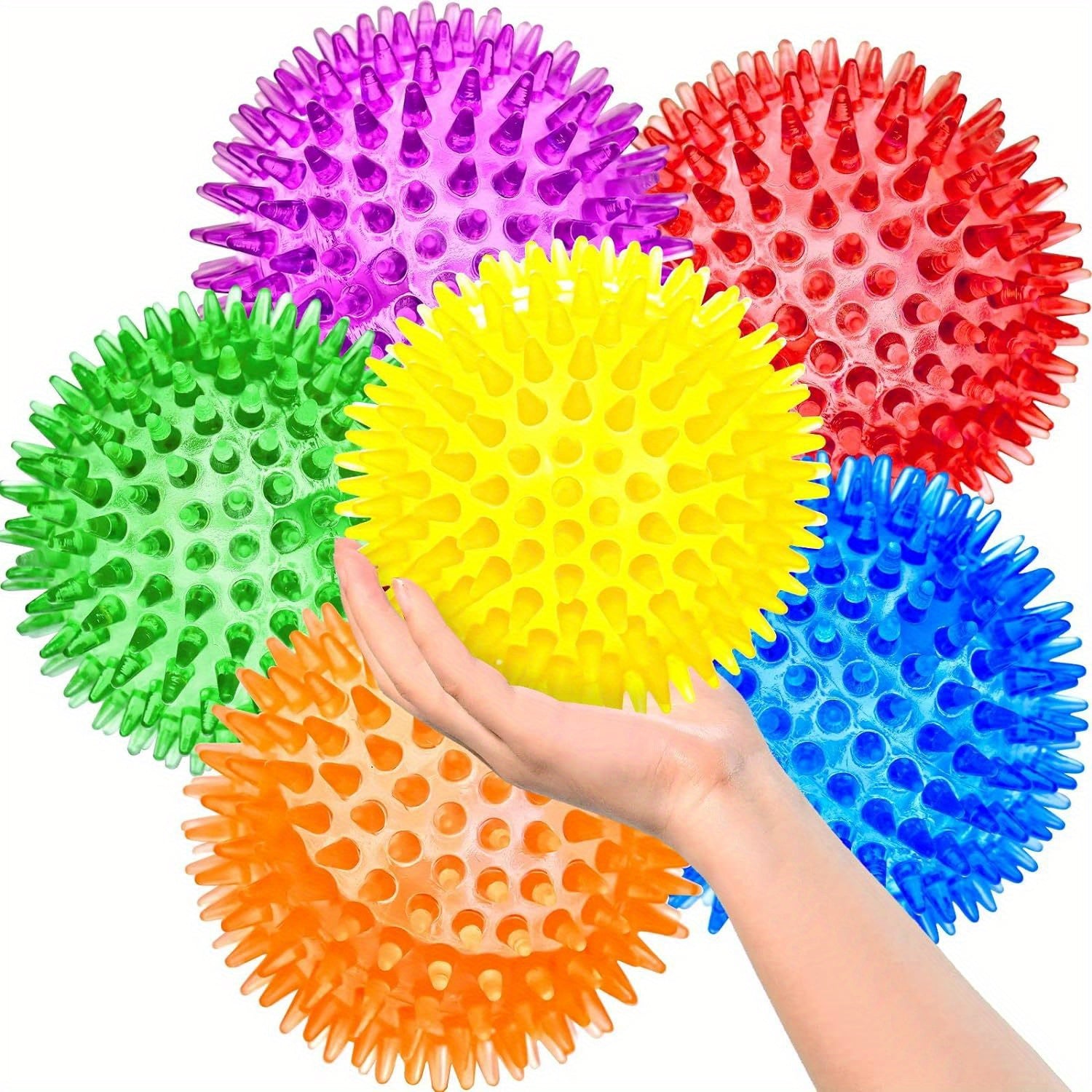 TEMU 3.5" Large Dog Toys Ball, 3-4-6 Pack Squeaky Dog Toys, Durable Dog Toys For Aggressive Chewers, Spiky Dog Ball For Clean Teeth And Training,