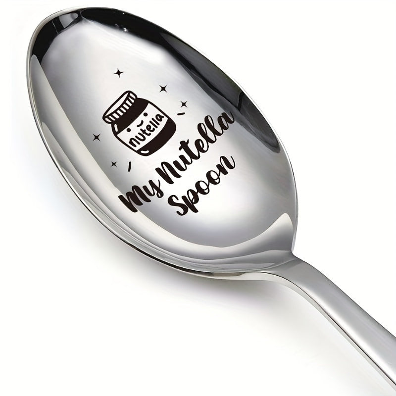 TEMU 1pc Engraved Stainless Steel Spoon "my Nutella Spoon" - Ideal For Coffee, Ice Cream, Tea - Perfect Valentine's Day, Birthday, Christmas Gift Or