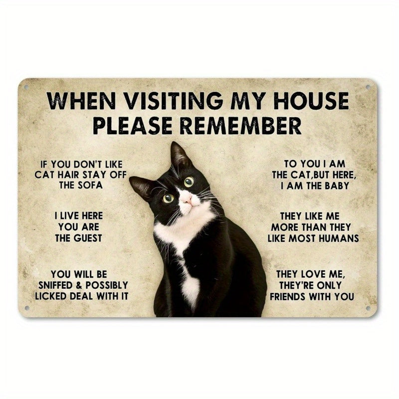 TEMU "cat House Rules" Funny Sign Decorative Sign & Plague - Iron Wall Decor - 11.8*7.9in | Home & Yard Decor, Ideal Gift For Cat Lovers | No Power