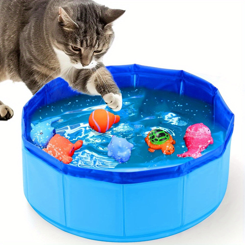 TEMU 7 Pcs Cat Pool Toys 1 Pcs Bath Basin, Portable Cat Pool Toy, 6 Pcs Pet Bath Toy Cat Water Toy For Bored Indoor Cats, Interactive Cat Toy For