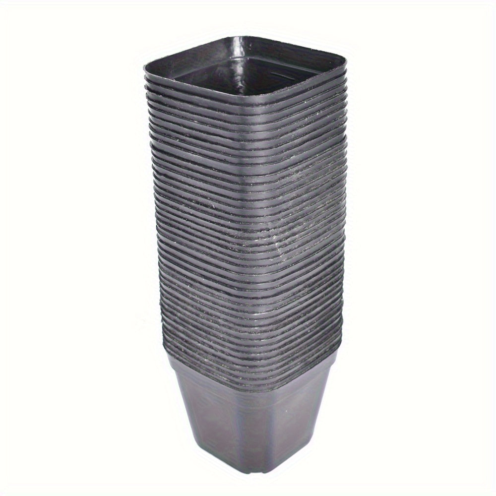 TEMU 100pcs 4" Square Black Plastic Seedling Pots - , Breathable Nursery Planters With Drainage Holes For Growth | Ideal For , & Succulents