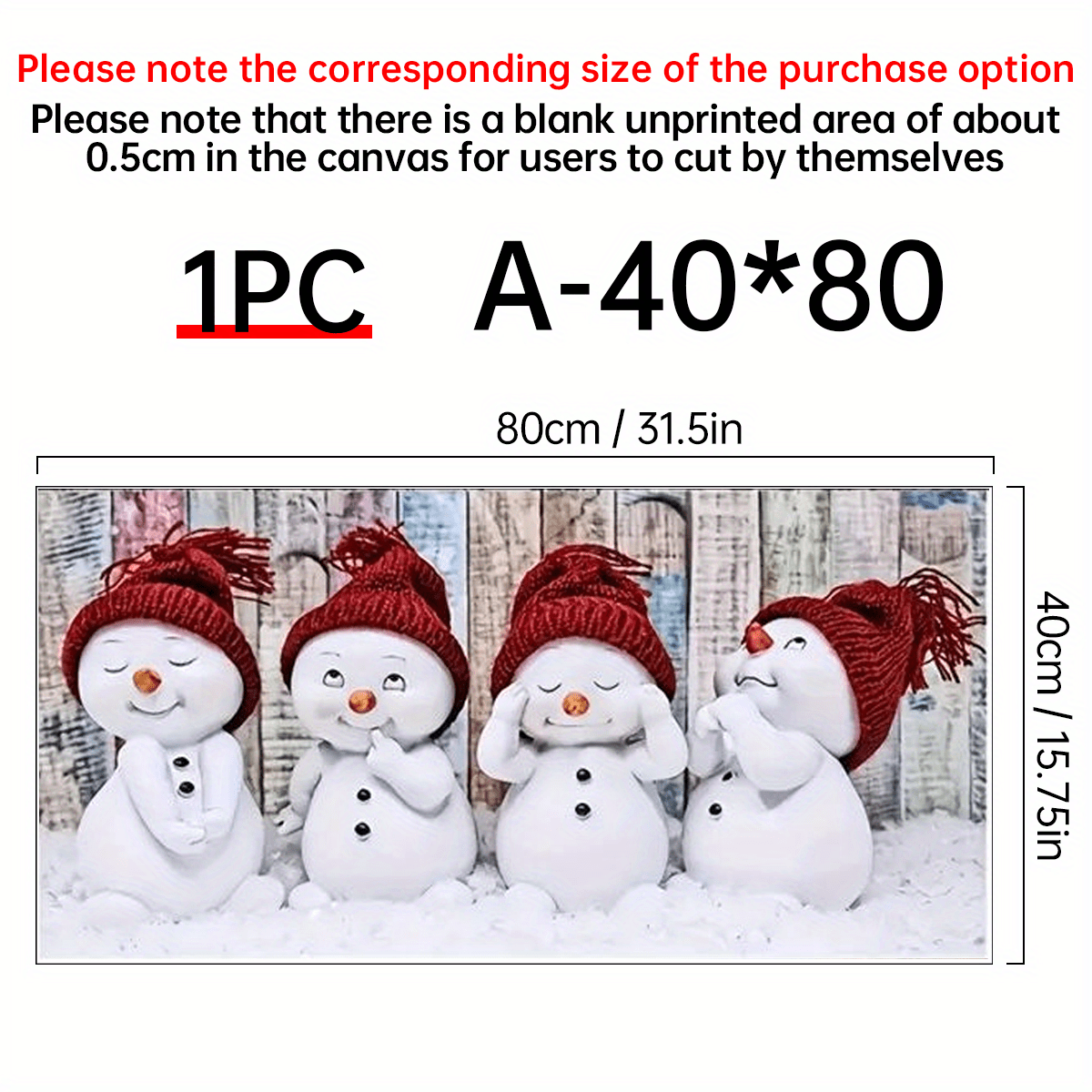 TEMU 1pc Canvas Wall Art, Christmas Snowman Painting, Cute 4 Snowman Printed Posters, Stylish Wall Decoration, Living Room- Bedroom- Office Family