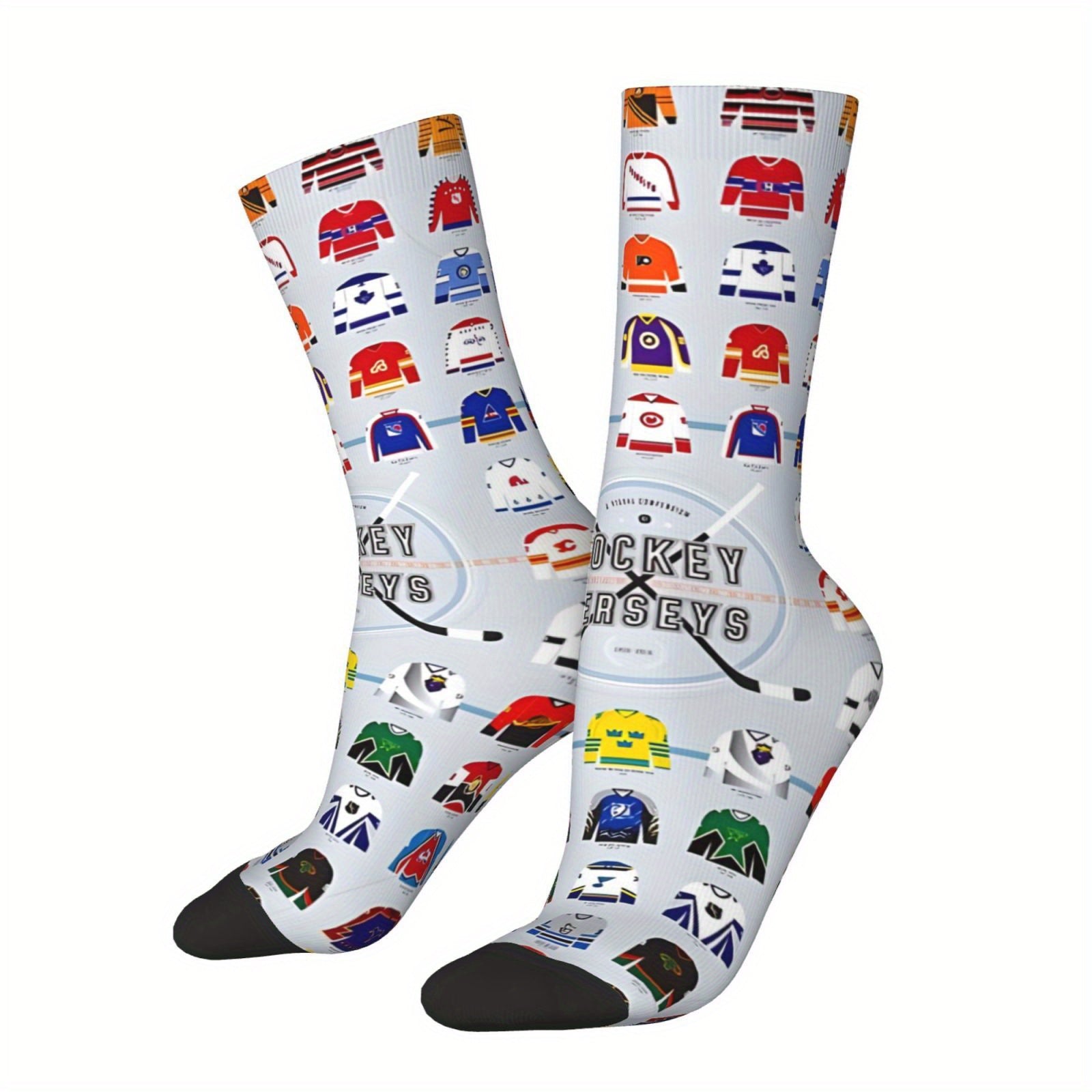 TEMU 1 Pair Hip Hop Vintage A Visual Of Hockey Jerseys Crazy Men's Socks Seamless Printed Funny Novelty Sock Boys Gift