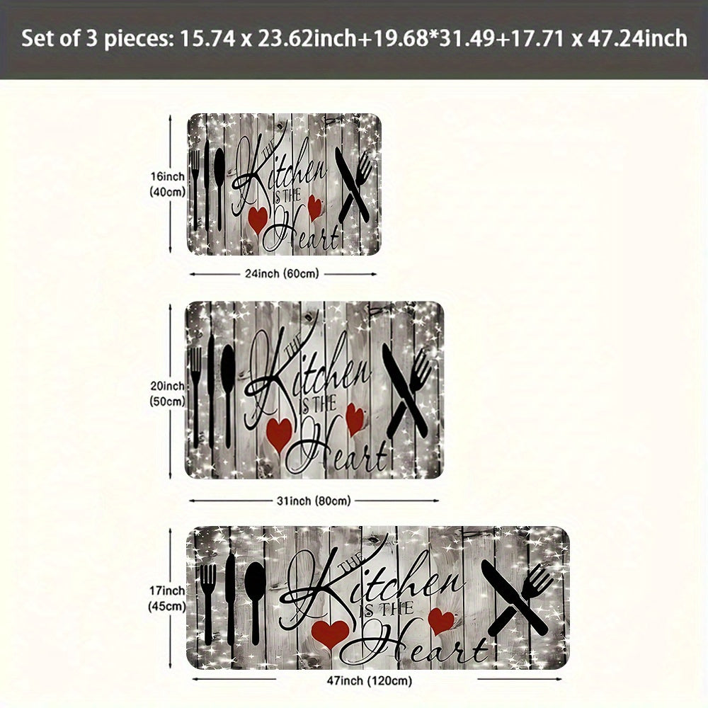 TEMU 2-3pcs, Farmhouse Kitchen Floor Mat Set - Flannel Mat, Comfortable Country Style Decoration For Kitchen, Bedroom, Living Room, Dining And