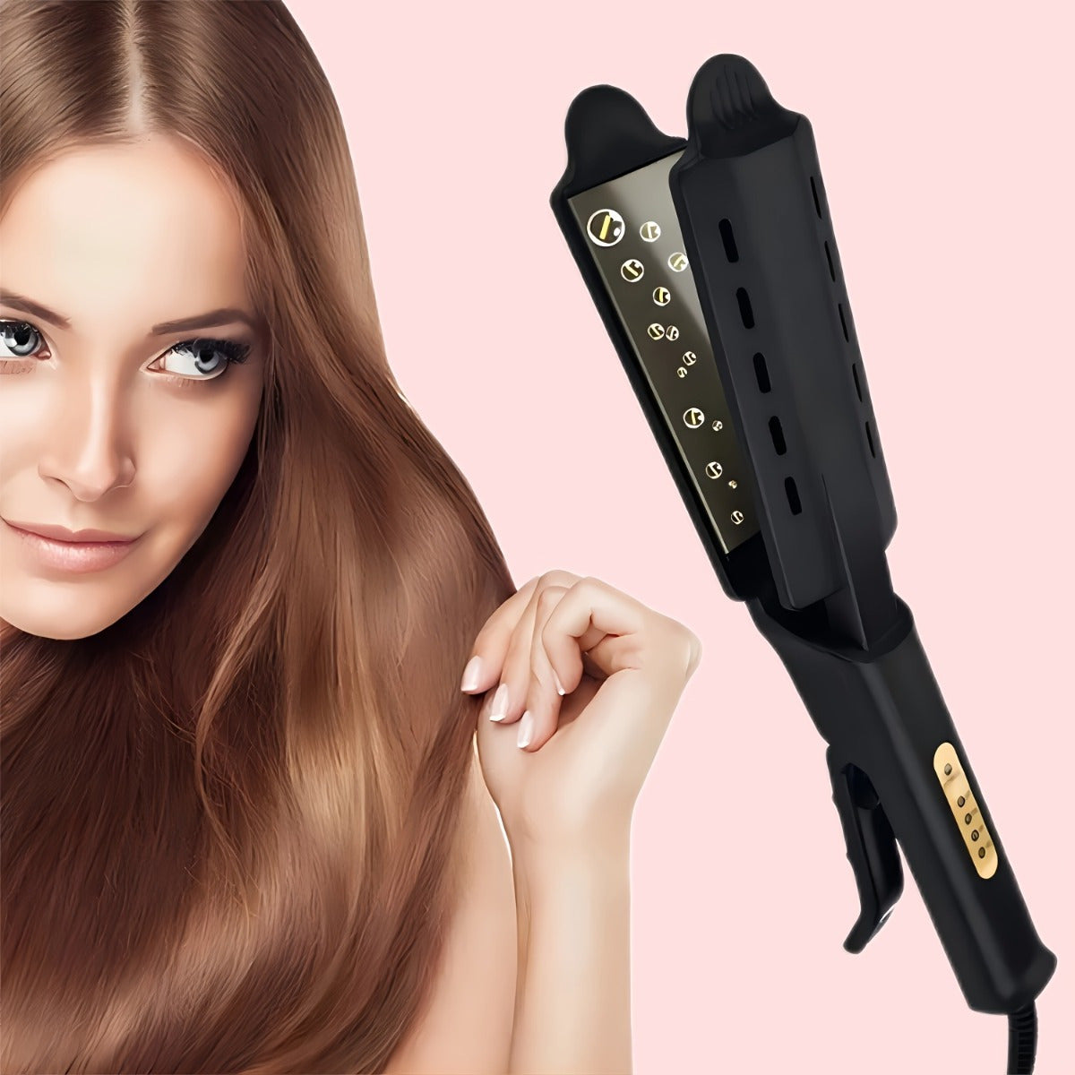 TEMU 2-in-1 Hair Straightener & Curler With 4-speed Temperature Adjustment, Wet And Dry Use, For Curly And Wavy Hair, Perfect Gift For Women, Hair