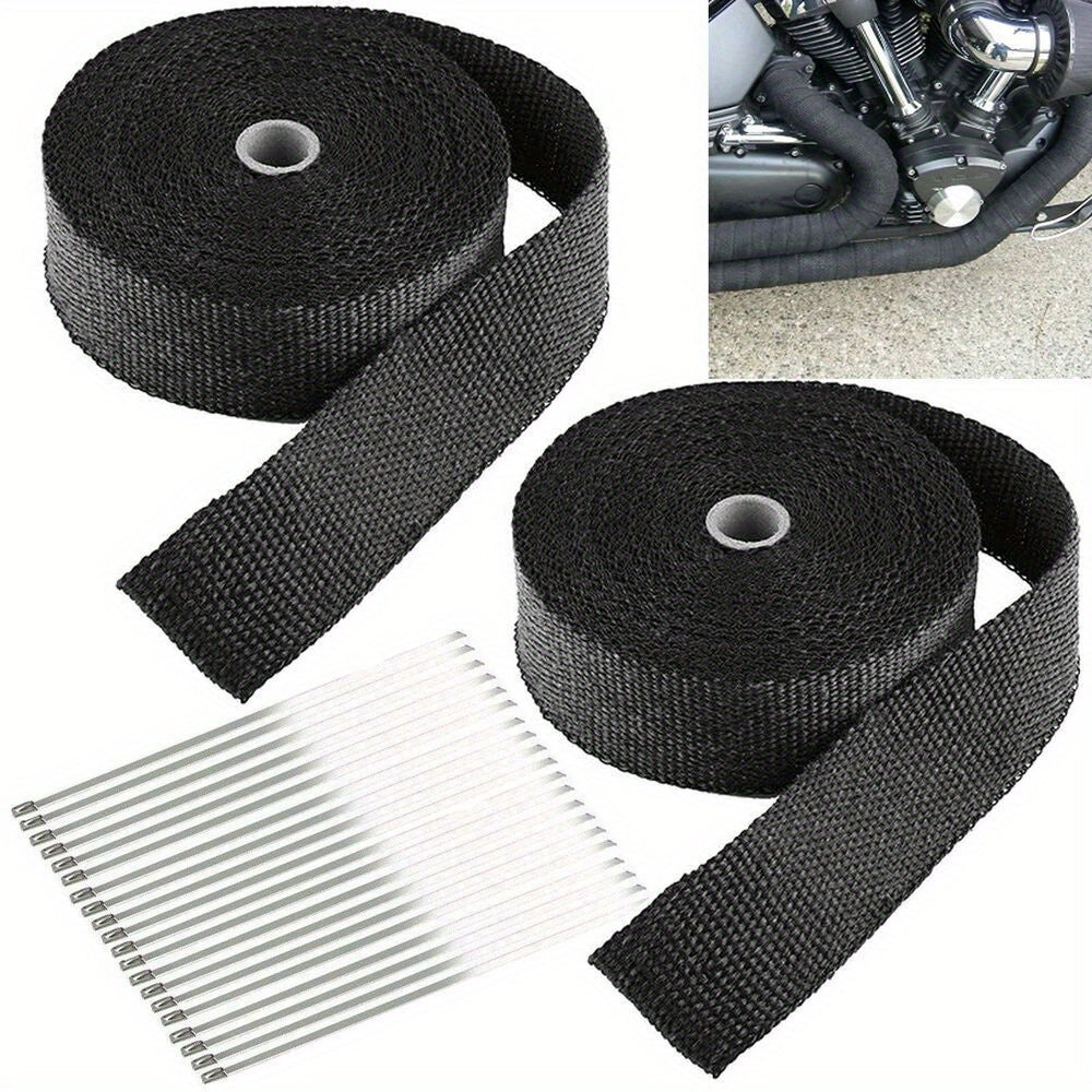 TEMU 2 2" 50ft Black Exhaust Wrap Manifold Fiberglass Tape