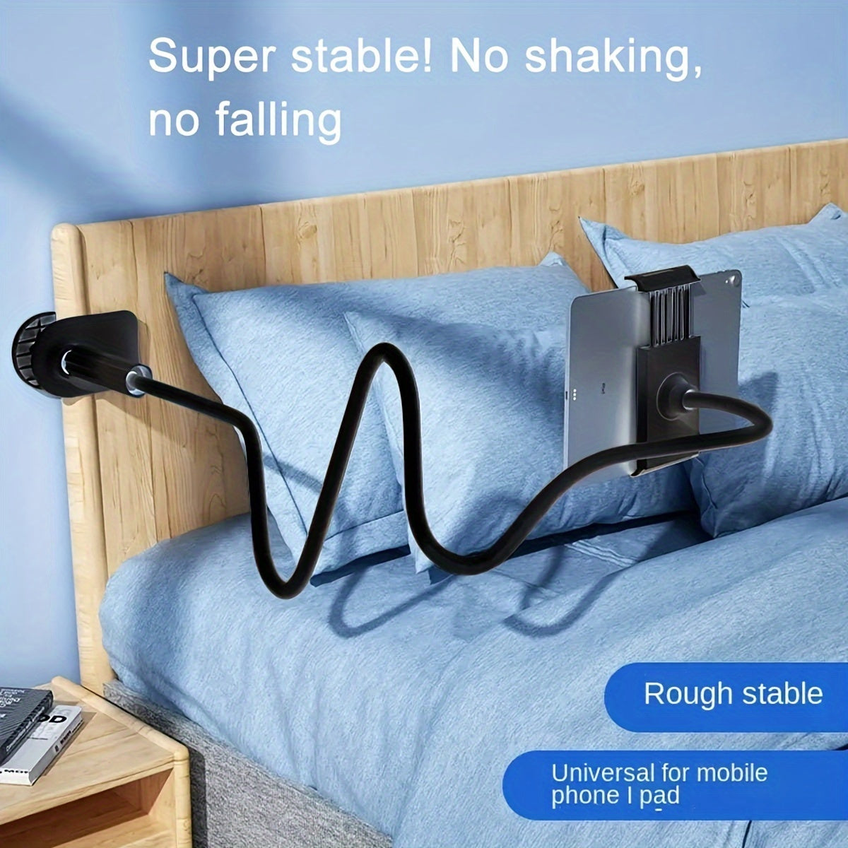 TEMU 1pc Universal Adjustable Lazy Phone & Tablet Holder Stand - Mounts For Bed & Desktop With Gooseneck Clip, Live Streaming, Tv Watching, And