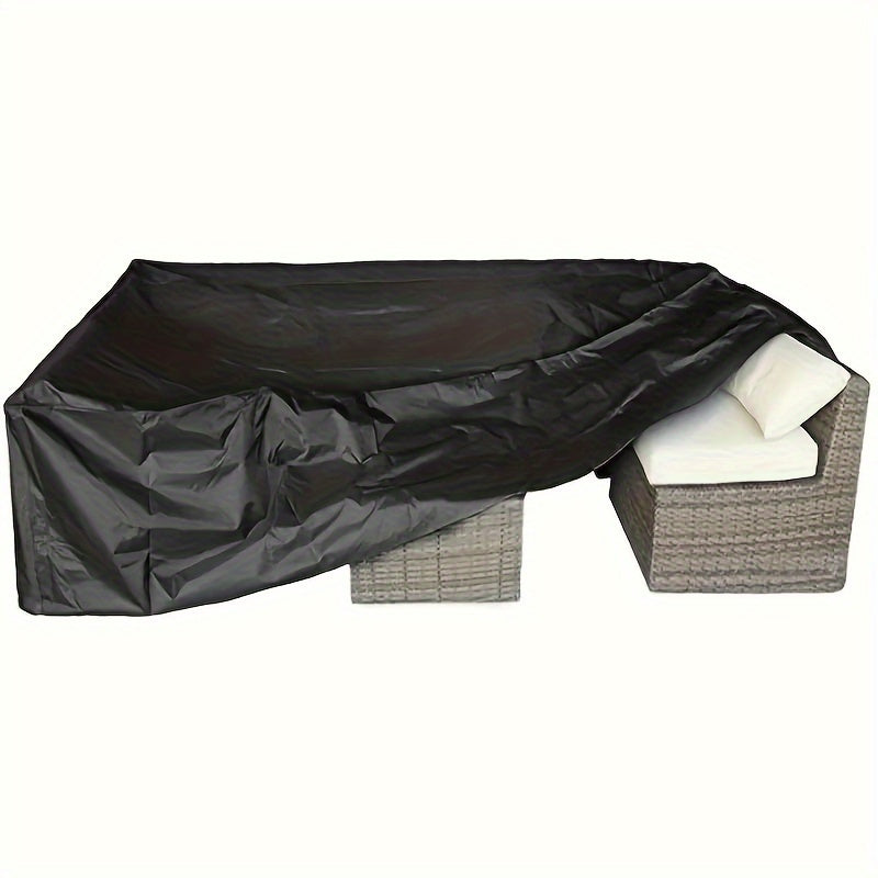 TEMU 1pc Heavy-duty Waterproof Outdoor Furniture Cover - Uv Protection, Windproof & 210d Black -sofa-chair With & Drawstring Closure, Fit For, Deck,