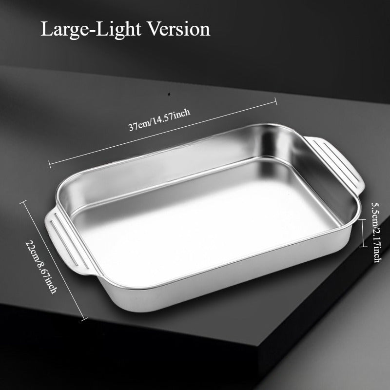 TEMU Versatile Stainless Steel Bakeware Set - Large, Deep Roasting Pan & Oven Tray For Grilling And Baking, Essential Kitchen Gadget