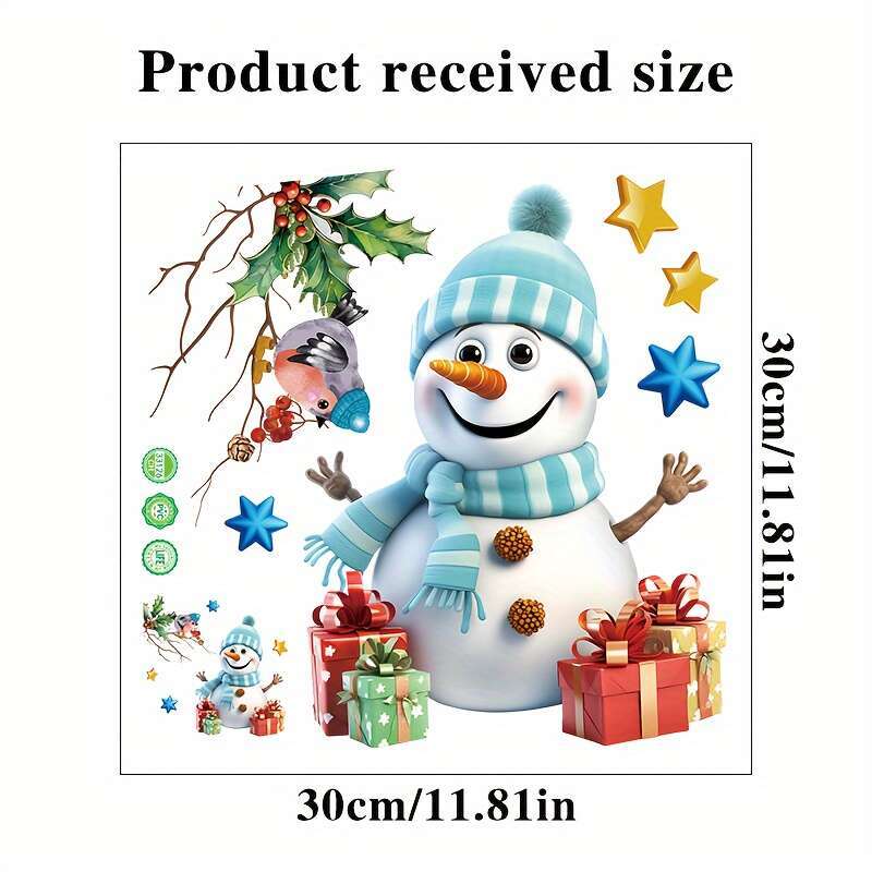 TEMU Festive Snowman Christmas Sticker - 1pc, Removable Decal For Toilet Lid, Water Tank & Wall Decor, Self-adhesive, Ambiance