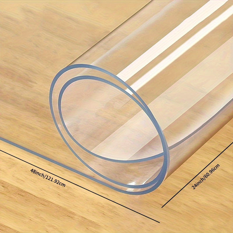 TEMU 1.5mm Thick Pvc Plastic Sheet, Transparent Pvc Table Cover Protective Film For Office Desk, 24x48 Inches Table Runner, Transparent Plastic Pvc