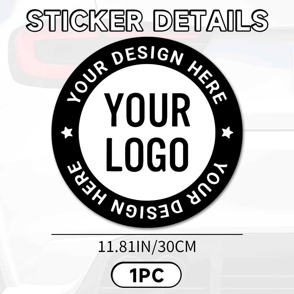 TEMU 1pc, Customizable Round Car Sticker, 30x30cm, Waterproof & , For Personalized Business Logo, Vehicle Decals, Outdoor Gifts For , Durable Paper