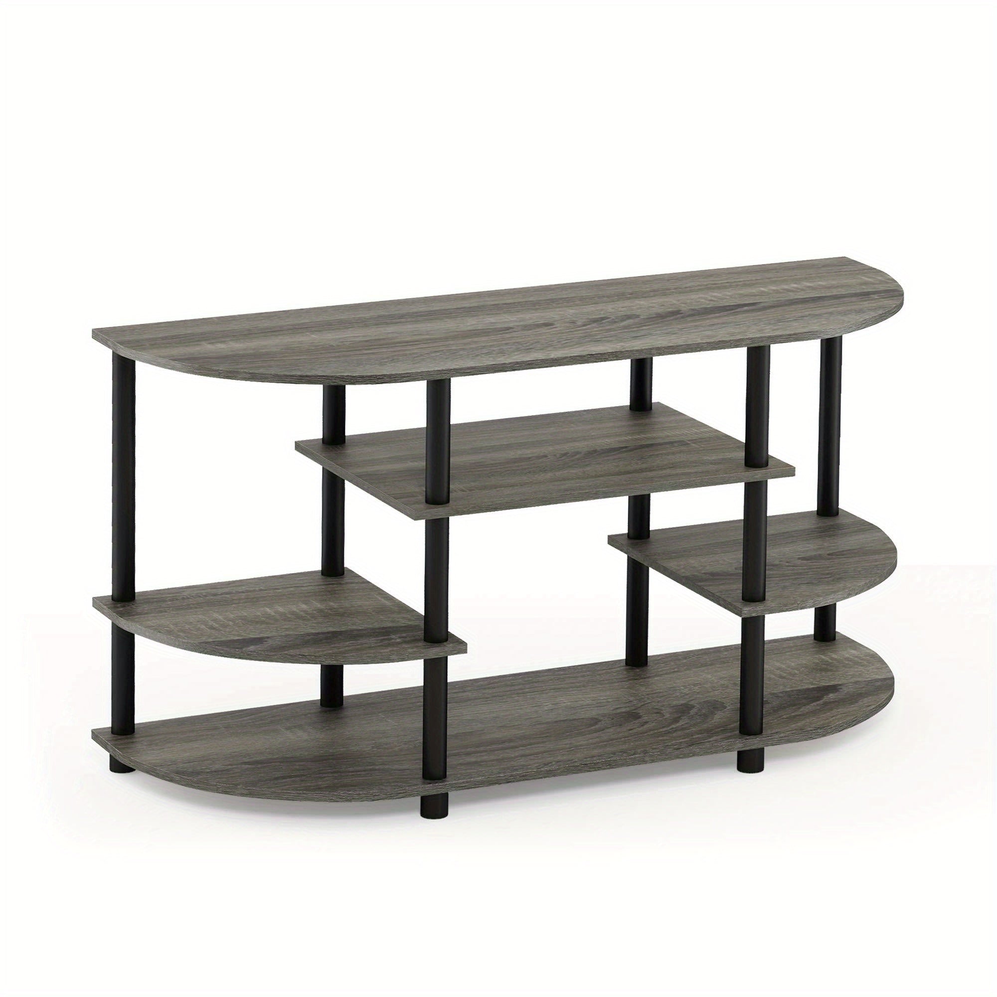 TEMU Simple Tv Stand, Grey- Black, Space-saving Tv Unit, Modern Living Room Furniture, Easy Assembly