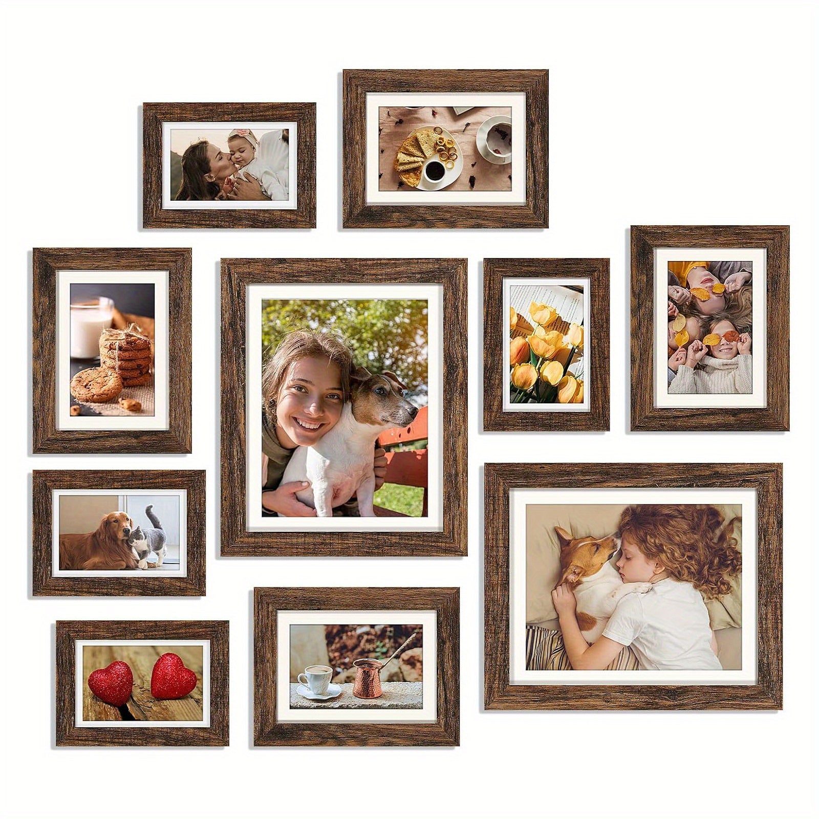 TEMU Hamitor Picture Frames Collage Wall Decor, 10pcs Photo Frame Set For Wall Gallery Decor-farmhouse Photo Display 8x10 Or 5x7 With Mat Or 4x6