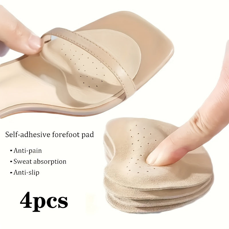 TEMU 4pcs Anti-slip Sandal Stickers & Forefoot Calfskin Leather Pads For High Heel , Cowhide, Sandals