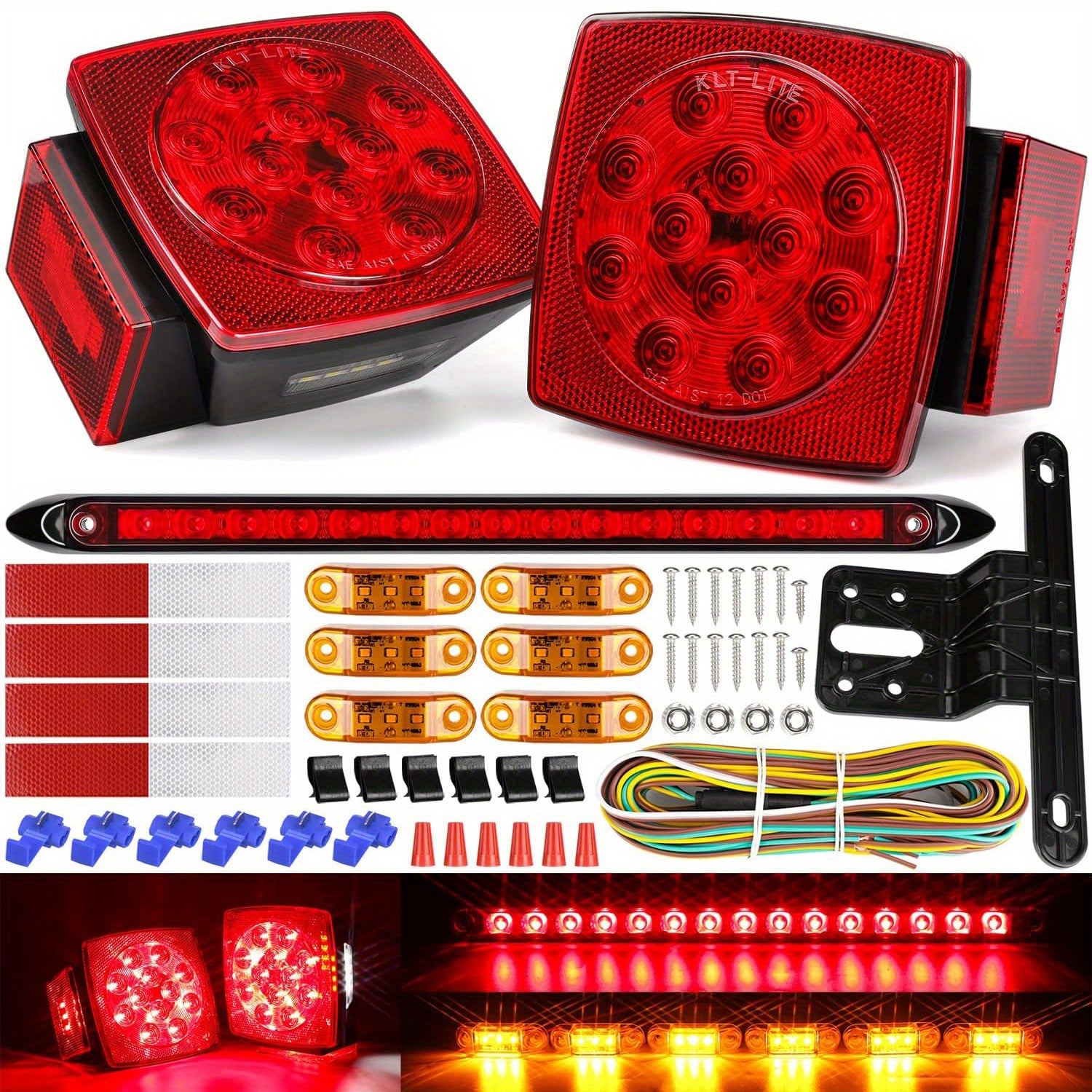 TEMU Boat Trailer Lights, Led Trailer Light Kit With Trailer Wire, Amber Trailer Marker Lights, Led Trailer Lights For Camper Truck Snowmobile
