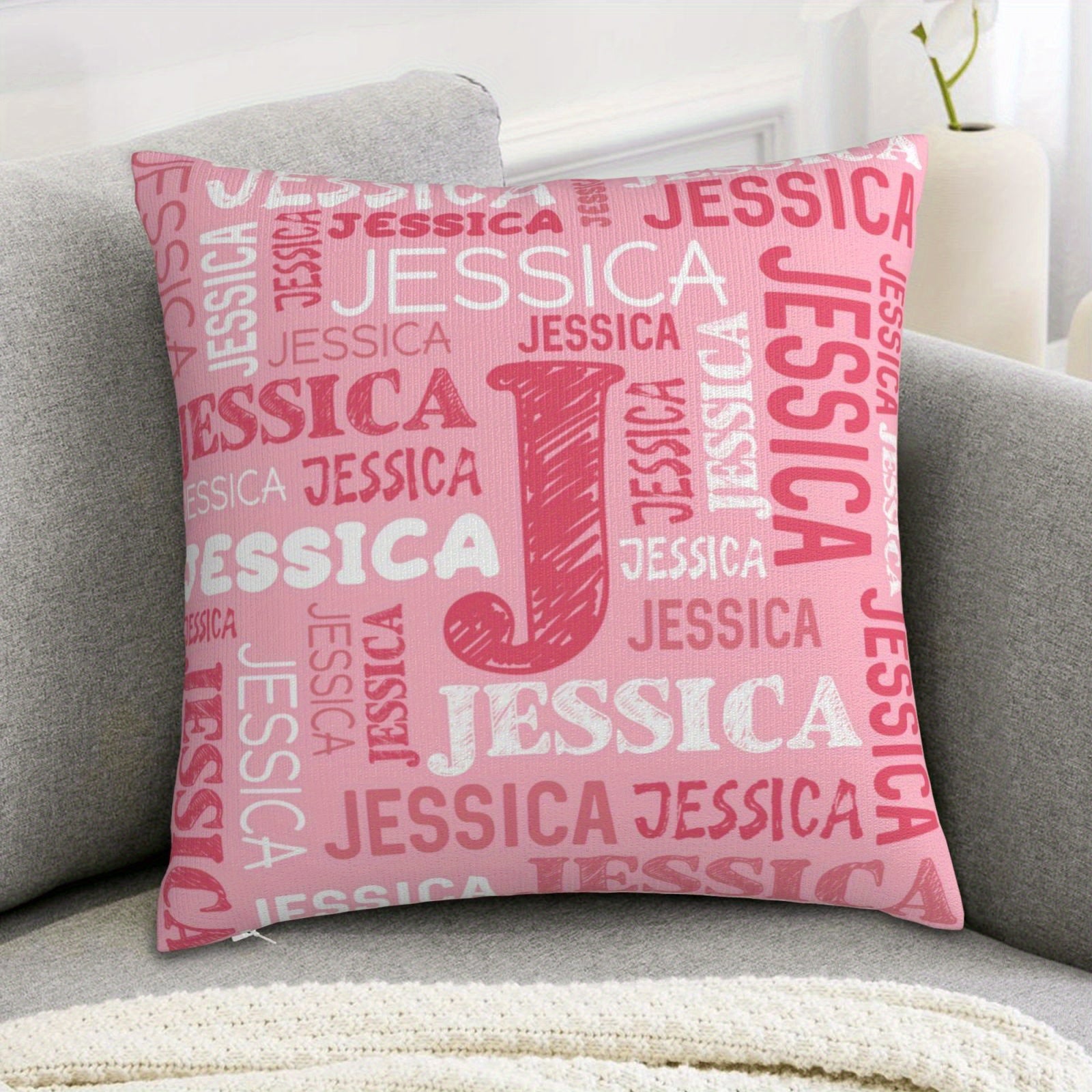 TEMU Personalized Add Pillowcase, Custom Lumbar Pillow Cover With Name, Name Plush Pillowcase 18" X 18", Custom Gifts With Name, Couple Gifts,