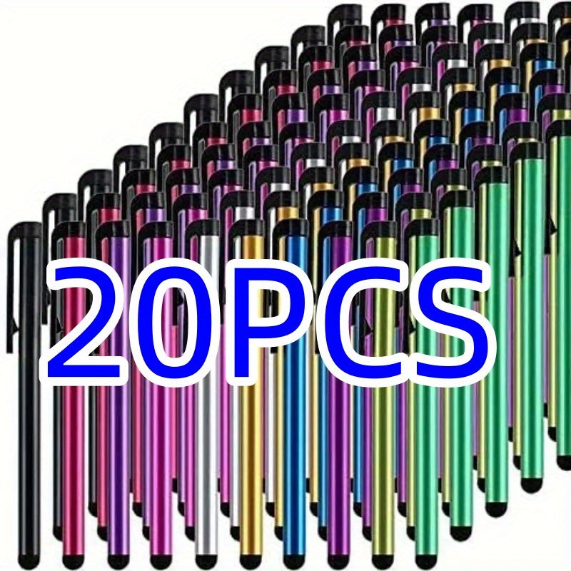 TEMU 20-pack Stylus Pens With 4-inch Metal Body & High-quality Rubber Tips - No Battery Needed, Compatible With Ipad, Iphone, ,, & All Touchscreens