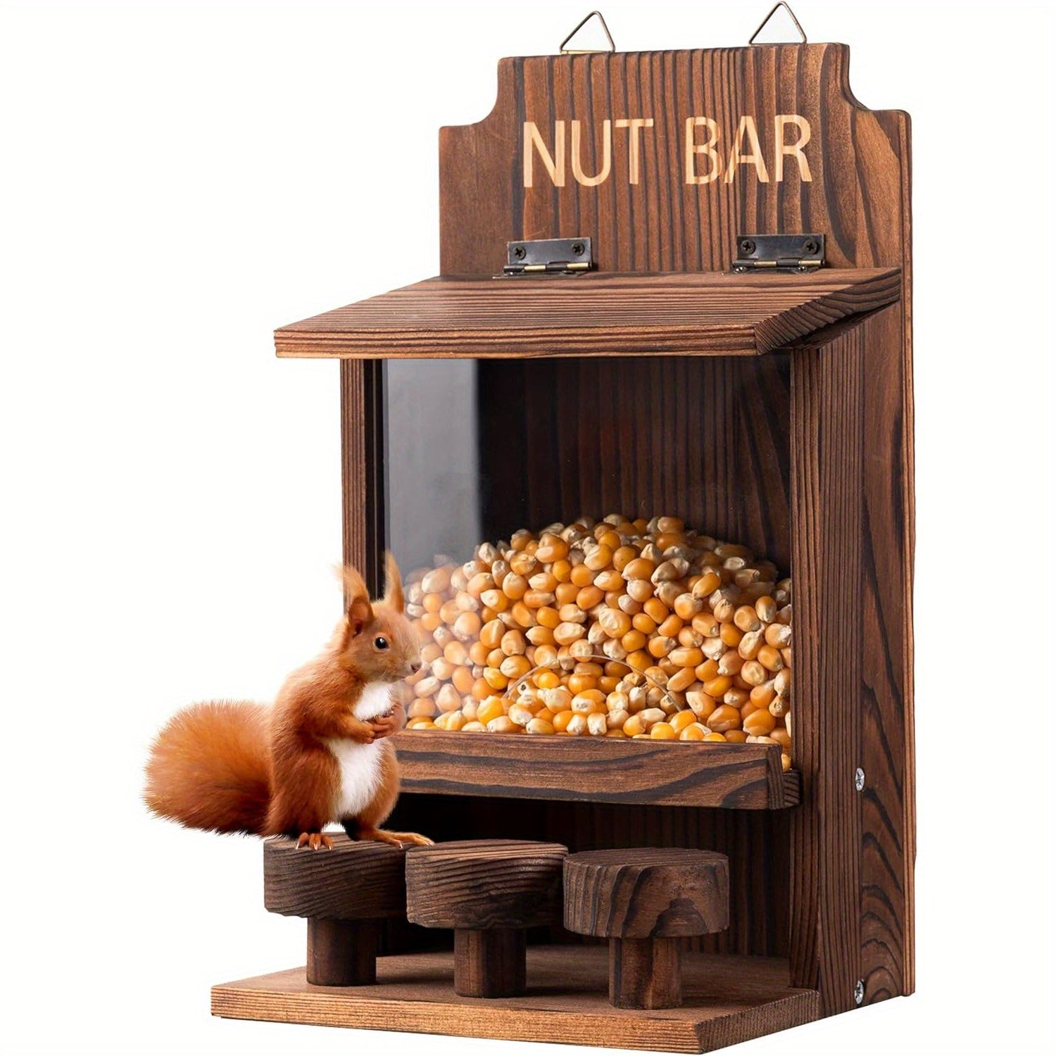 TEMU Squirrel Feeders For Outside Funny, Carbonized Wooden Chipmunk Feeder For Outside Garden Tree, Squirrels Peanut Feeder Squirrel House, .