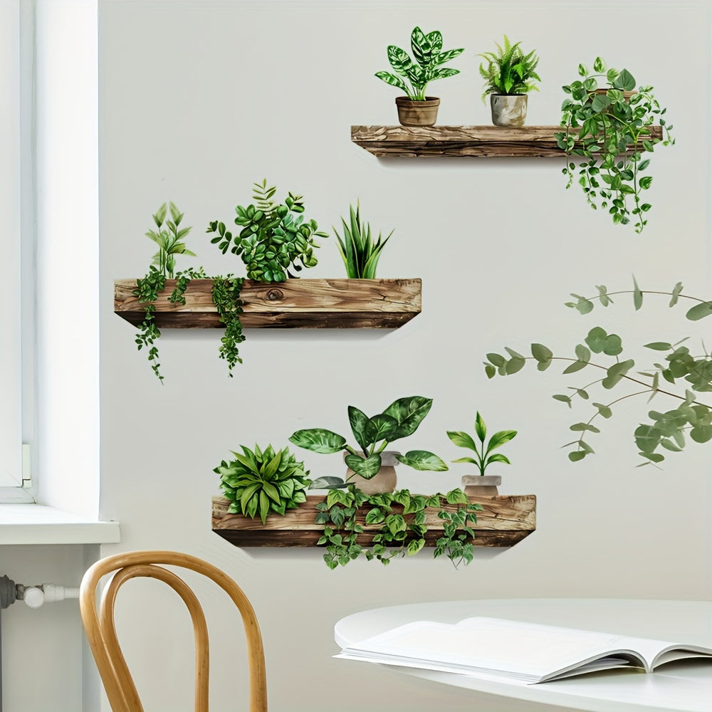 TEMU 3pcs Green Plant Wall Veneer Window Decal, Removable Waterproof, Suitable For Office, Lounge, Bedroom Teen Dormitory, Classroom, Library Home