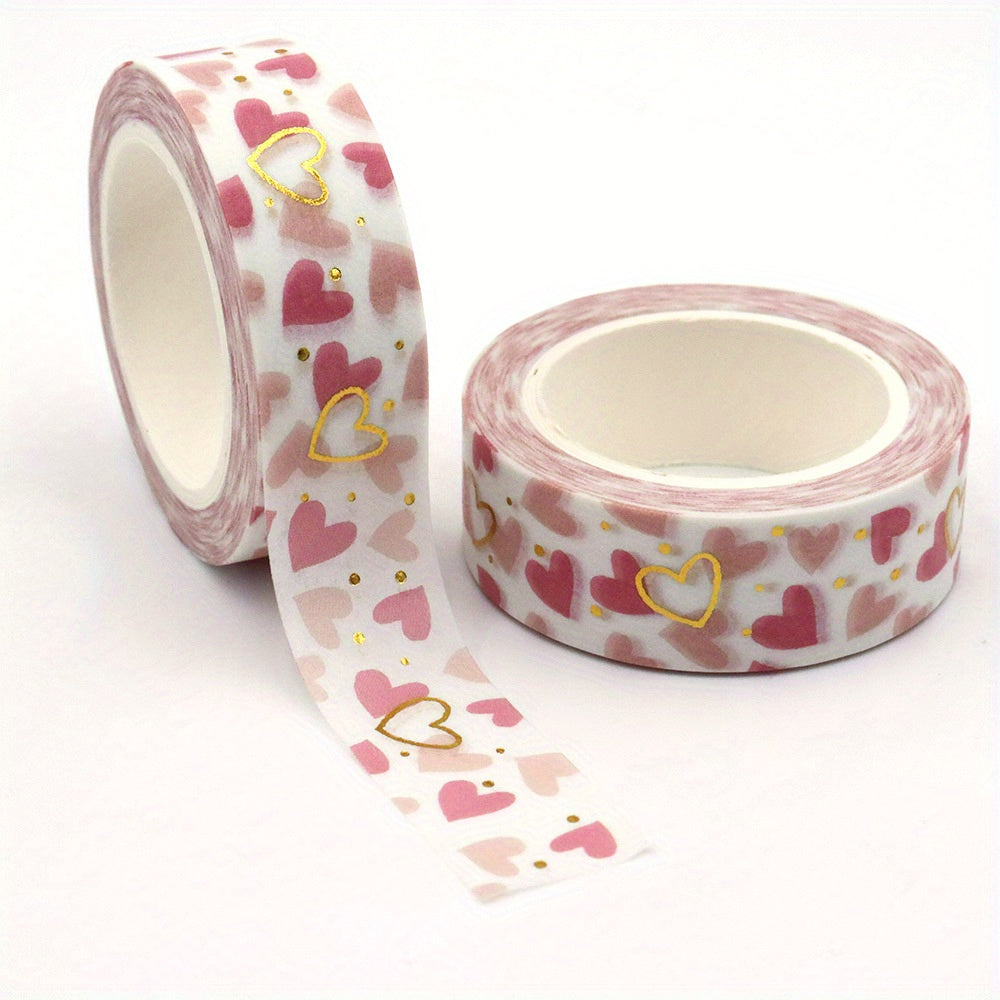 TEMU Valentine's Day Washi Tape, 15mm X 10m, Decorative Paper Tape For Crafting, Scrapbooking & Gift Wrapping, Non-waterproof Adhesive, Suitable For