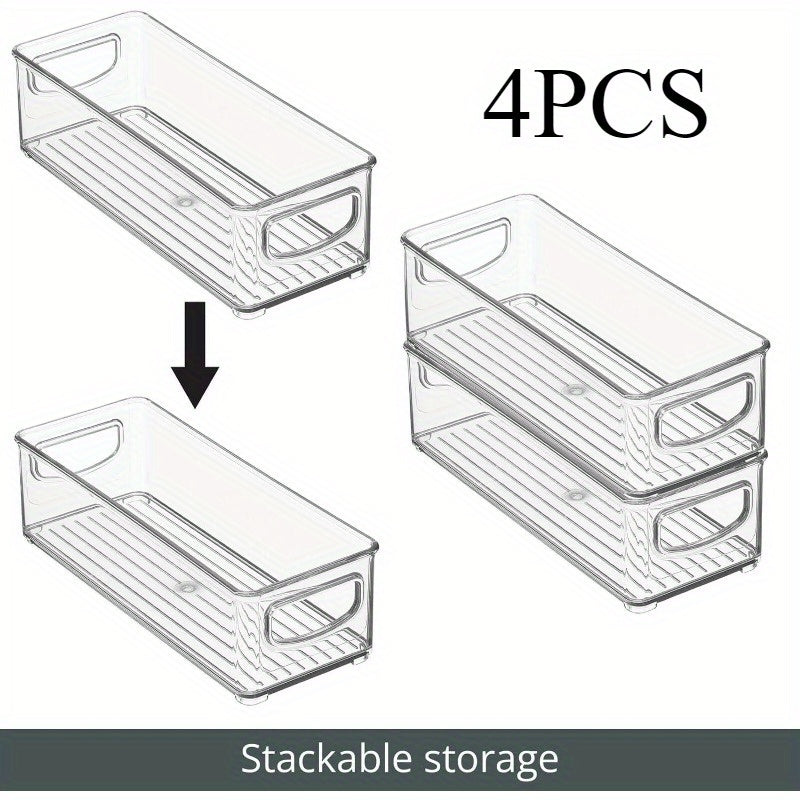 TEMU 4pcs Desktop Storage Box Acrylic Cosmetics Snacks Transparent Basket Transparent Storage Box Storage Box Books Snacks Fruits And Vegetables