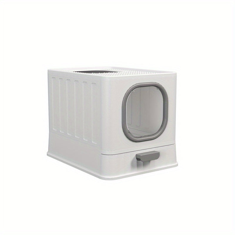 TEMU Foldable Cat Litter Box With Lid, Enclosed Cat Potty, Top Entry Anti-splashing Cat Toilet, Easy To Clean Including Cat