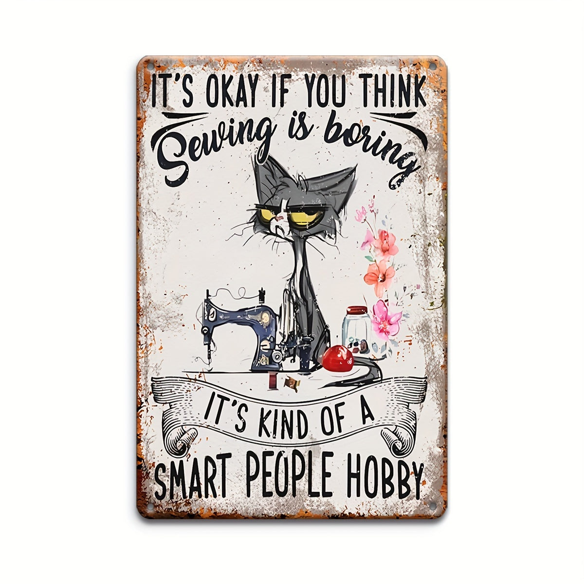 TEMU 1pc, (12"x8") Sewing Is Boring, Metal Iron Sign Decoration, Iron Sign, Fun Vintage Poster For Outdoor Wall Decoration Garage Porch Cafe Woman