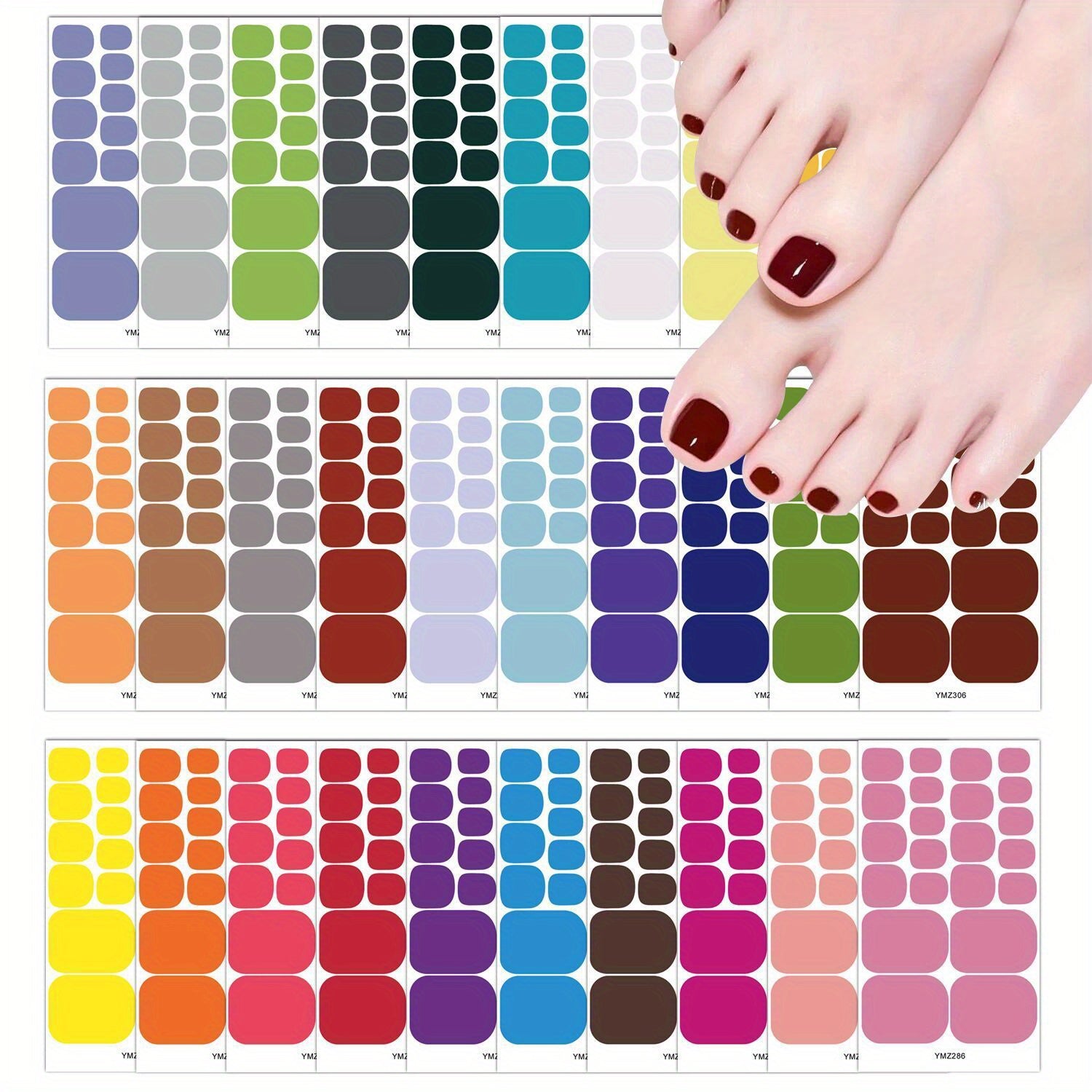 TEMU 32 Sheets 704 Pcs Toenail Stickers For Women Nail Art Wraps Toe Nail Stickers Nail Wraps For Toes Nail Polish Strips Stick On Nails Polish