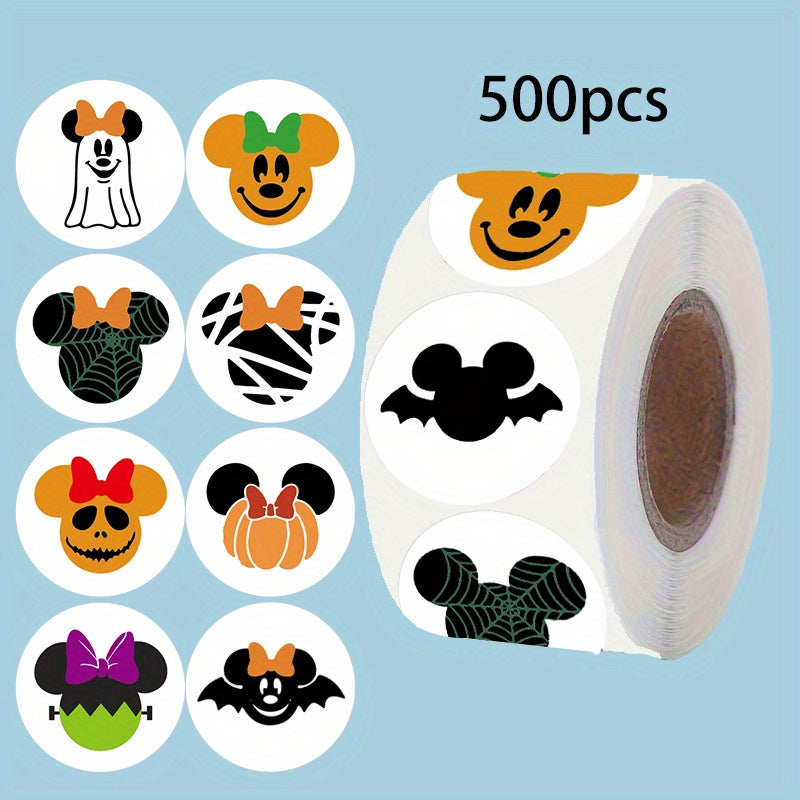 TEMU 500pcs Mouse Stickers - Halloween, & Pumpkin Round Seal Labels, Office Supplies Rolled Tape For Scrapbooking Gift Bags Envelopes Cups Washi