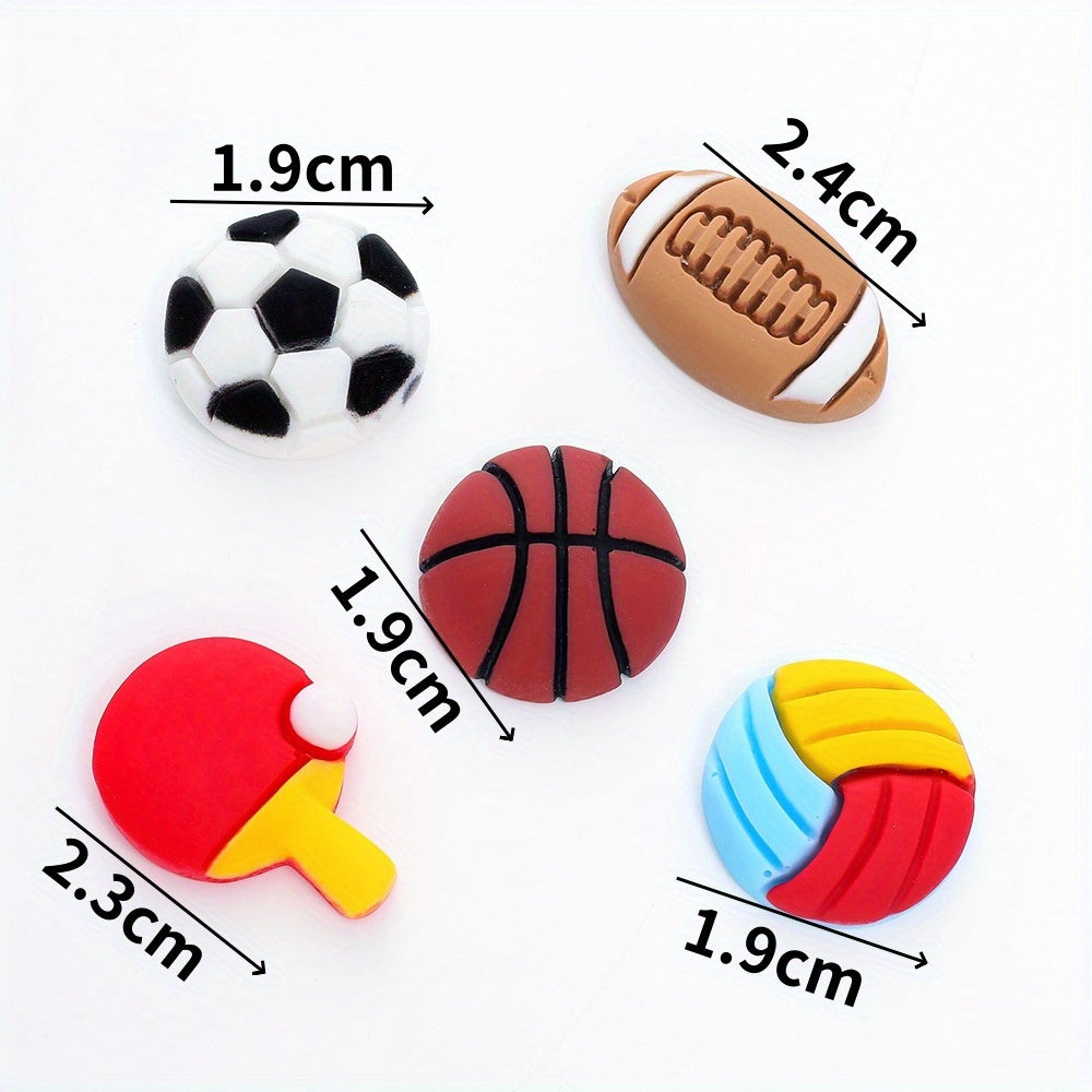 TEMU 20-pack Resin For Diy Crafts - Basketball, Soccer, Volleyball, Table Tennis & American Football 3d Jewelry Charms For Bracelets, Necklaces, And