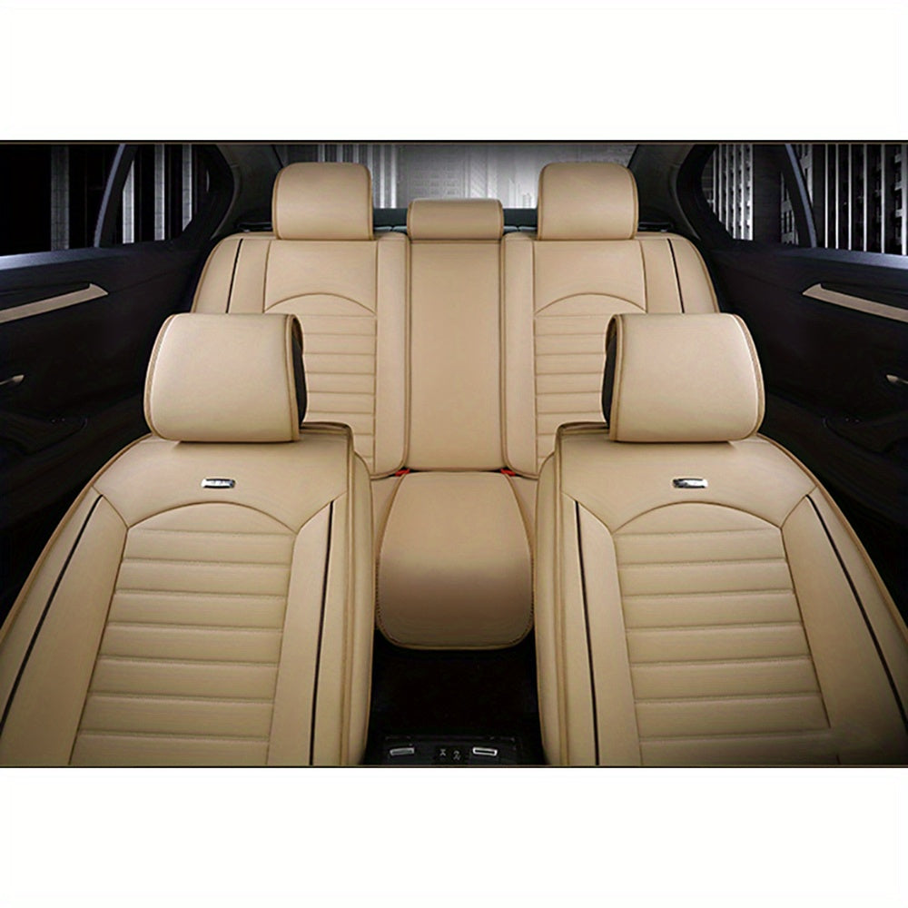 TEMU 5 Seats Full Set Car Seat Cover, Removable Adjustable Car Cushion Protector Full Set, Premium Pu Vehicle Seat Universal