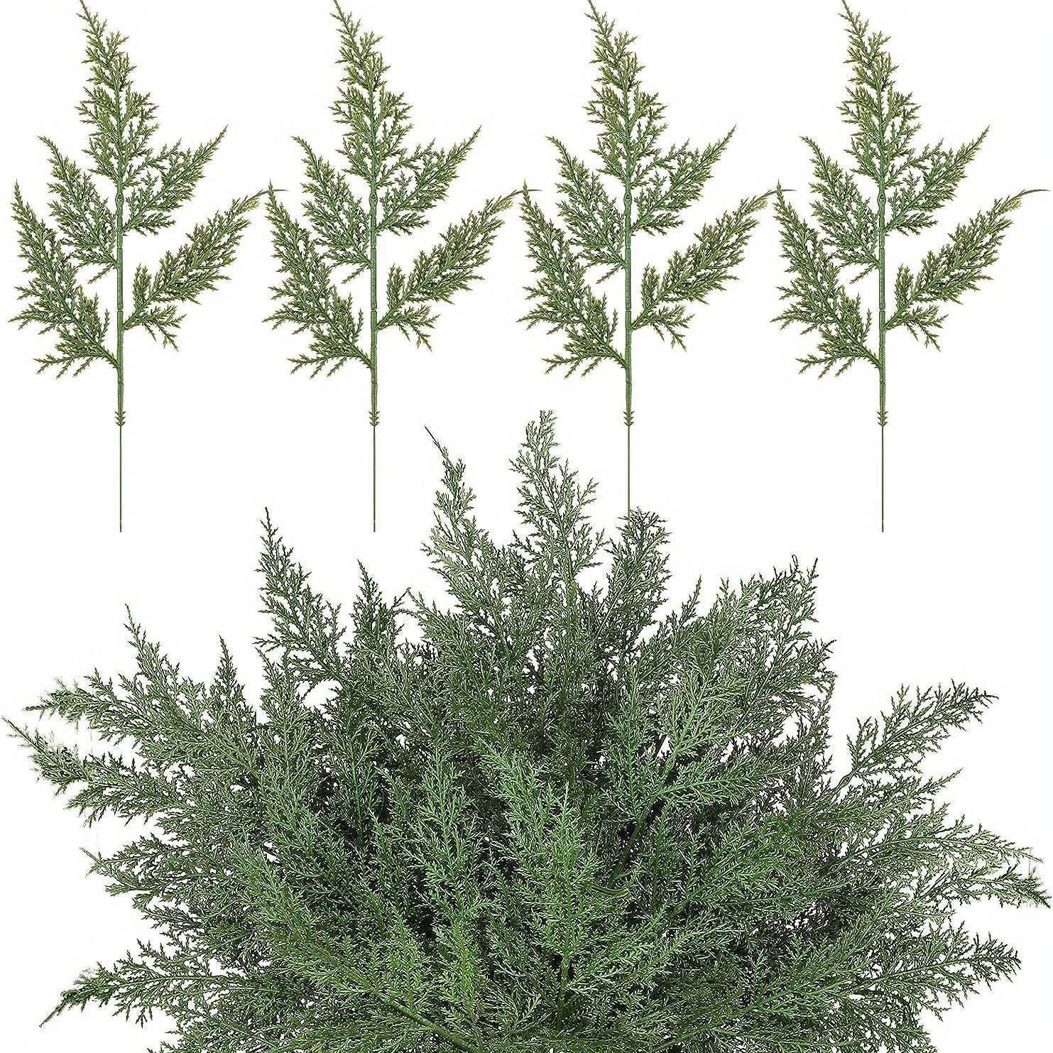 TEMU 20pcs Festive Artificial Branches - Glittery Greenery Stems With Pine Needles For Diy Christmas Wreaths, Garlands, And Vase Fillers - Decor