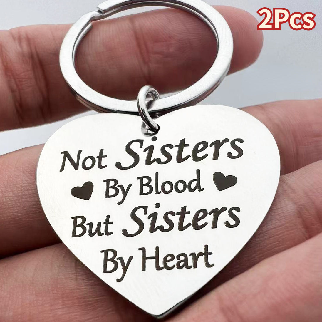 TEMU 2pcs Stainless Steel Keychain For Sister, Pendant