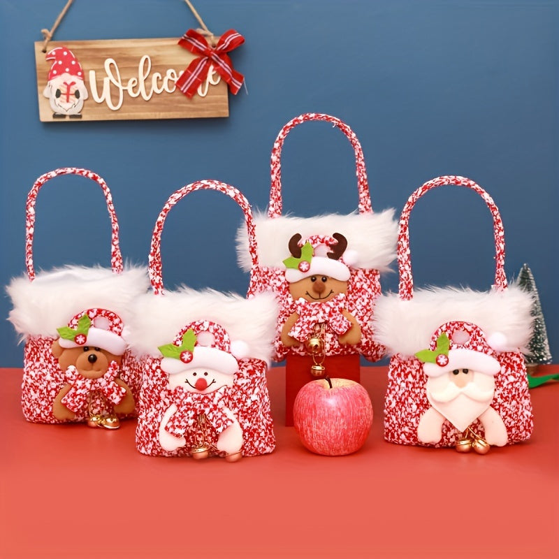 TEMU 4pcs Christmas Gift Bag, Christmas Eve Gift Bag, Candy Bag, Christmas Bag Packing Tote Bag, Christmas Decoration, Christmas Sack, Gift Bags For